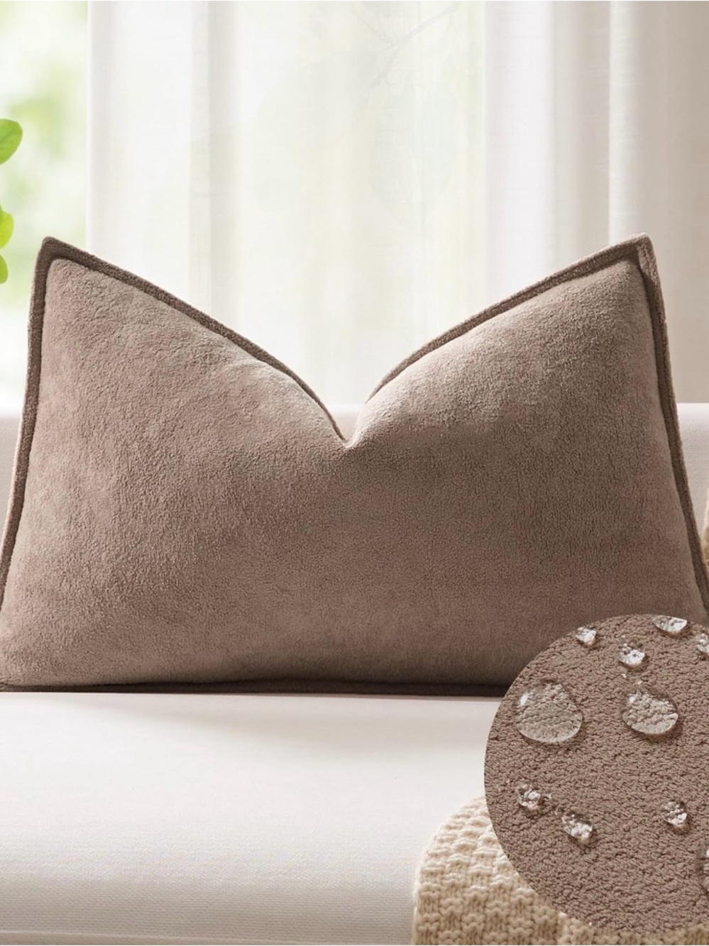 Soft Taupe Plush Throw Pillow Cover
